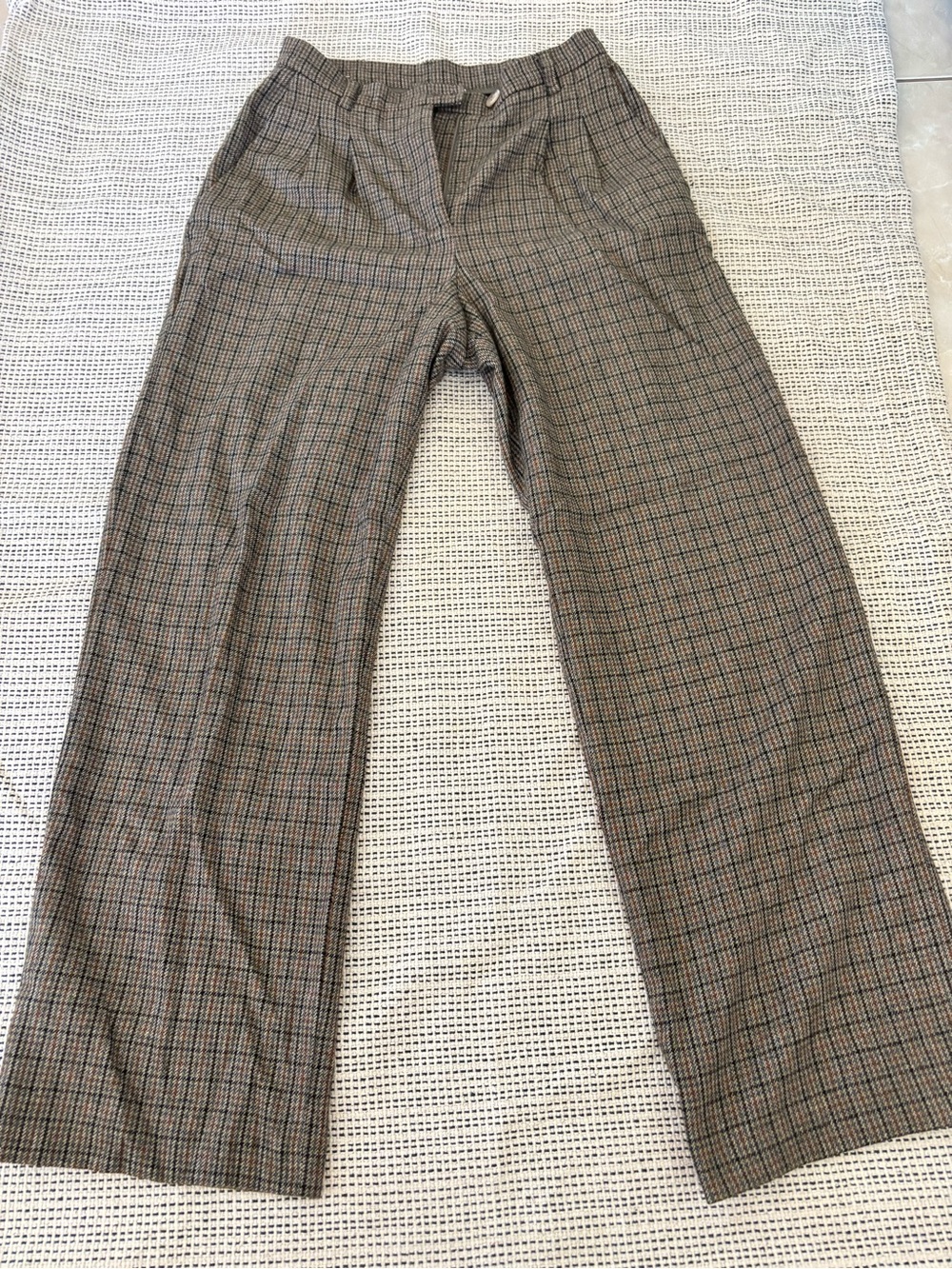 Rouje Tweed Plaid Trousers in Brown and Black